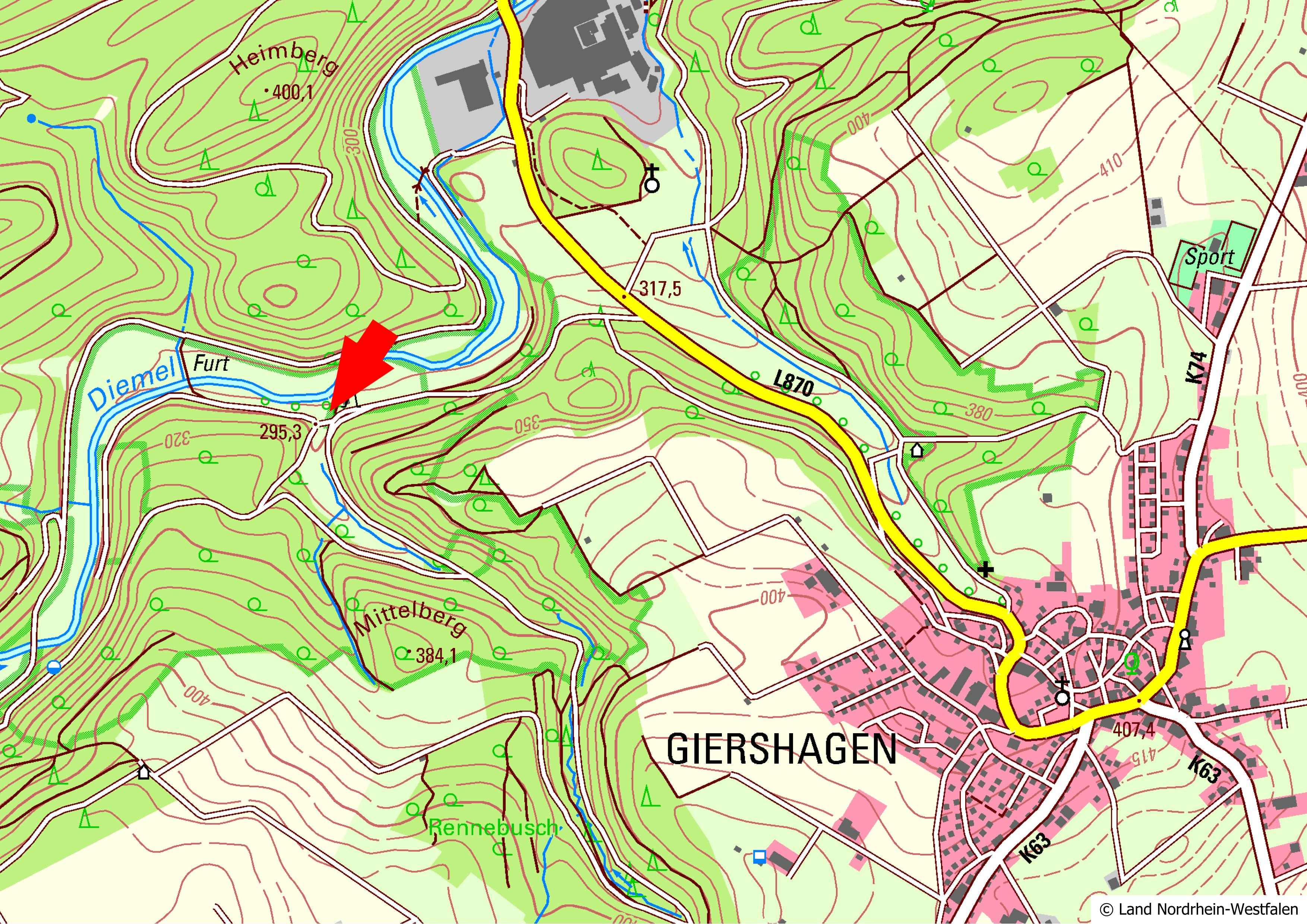 Karte Wanderparkplatz Grube Reinhard