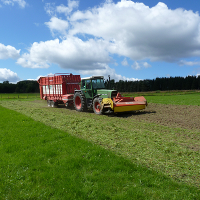 Heugrassaat mit dem Silowagen